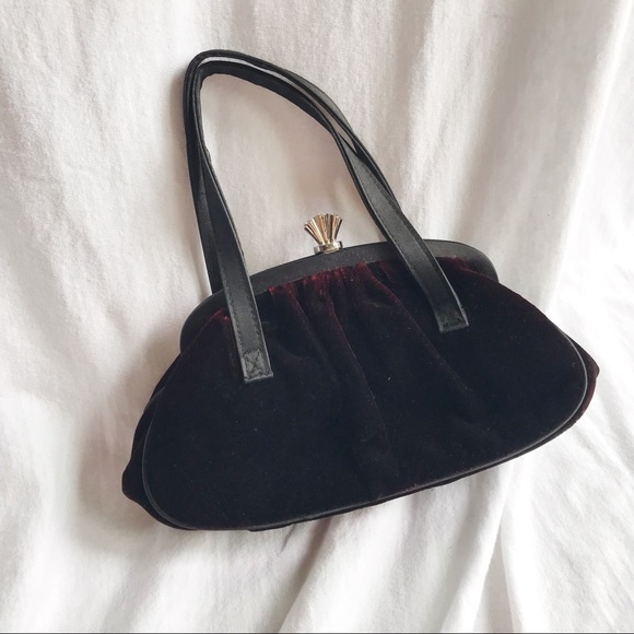 Studio 18 Handbags - Deep Red Velvet Evening Bag Studio 18 Handbags - Deep Red Velvet Evening Bag